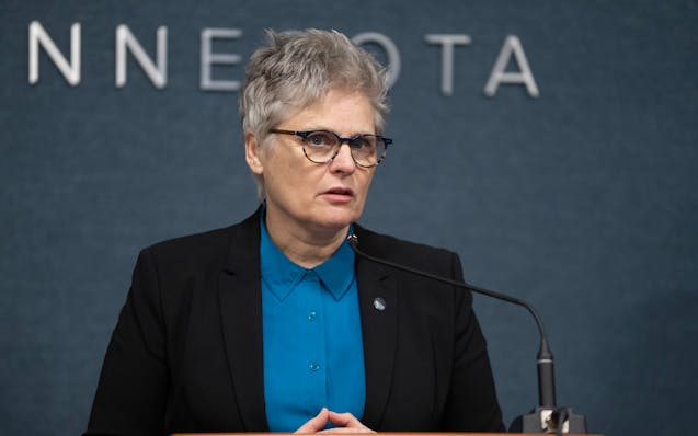 Hennepin County Attorney Mary Moriarty speaks during a press conference at the Hennepin County Government Center in Minneapolis, Minn., on Tuesday, Ap