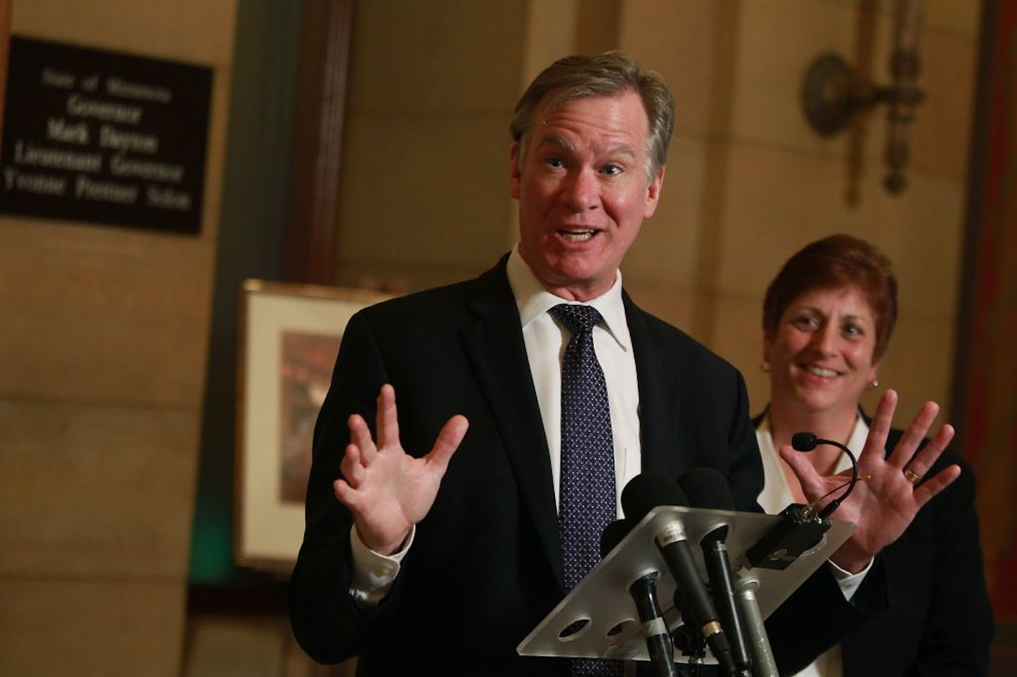 St. Paul Mayor Chris Coleman, left, and Council President Kathy Lantry.