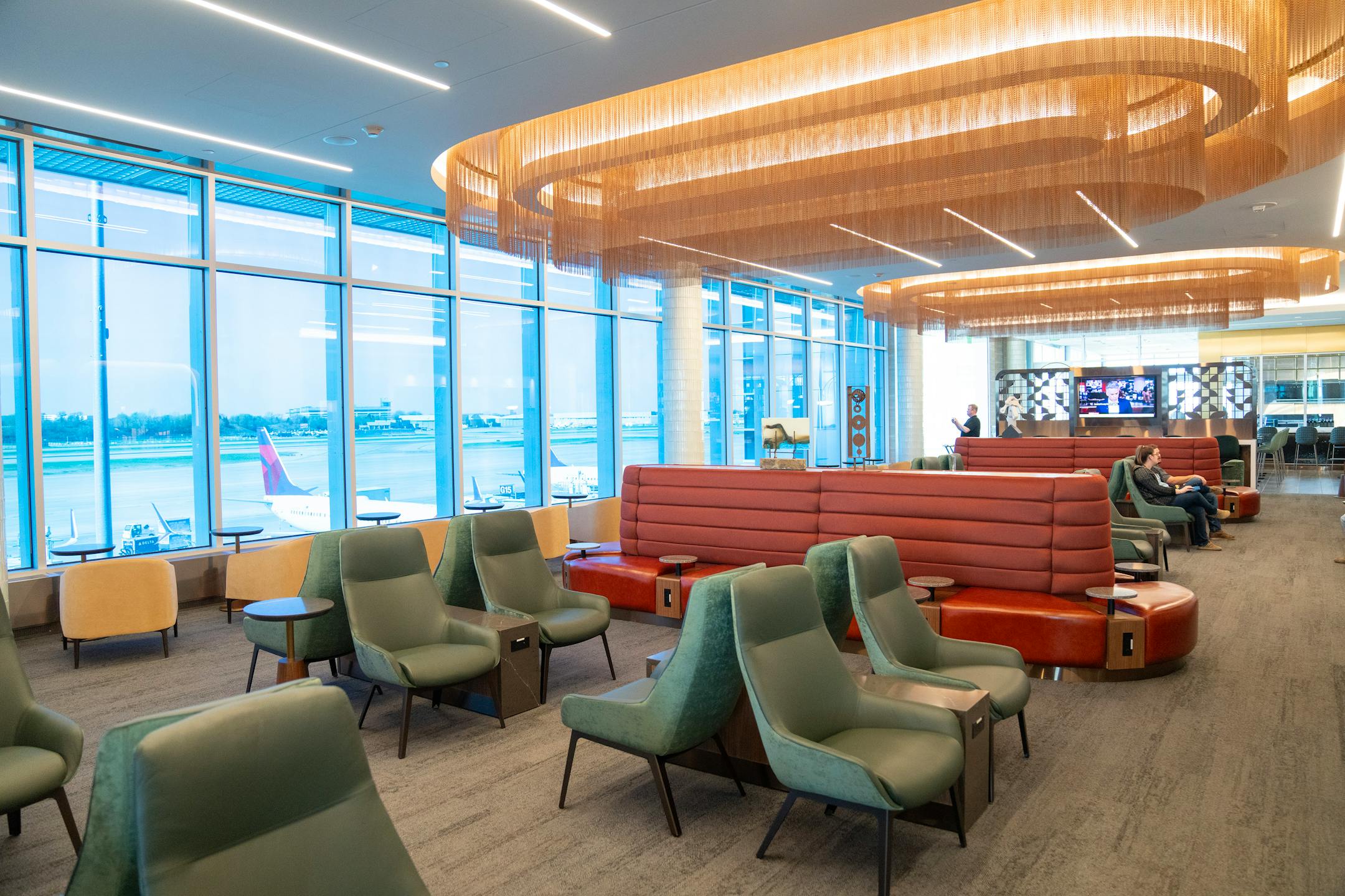 The new Delta Sky Club features seating for hundreds of customers as seen during an open house press preview.