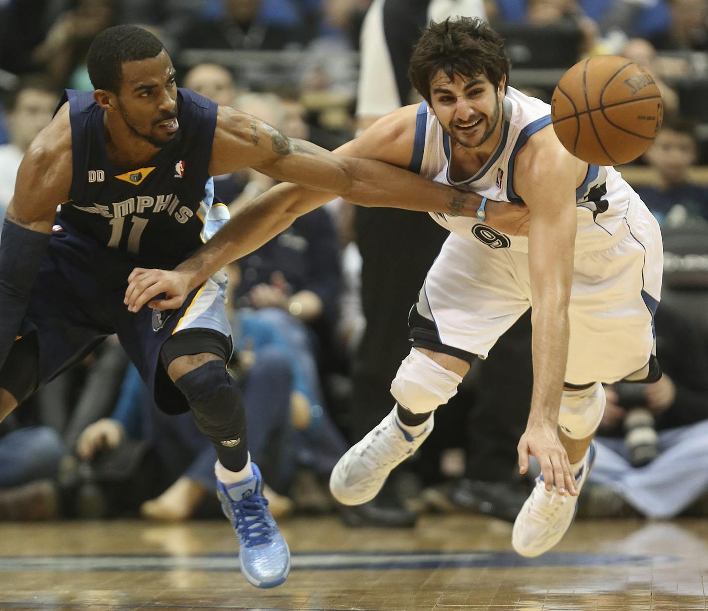 Wolves point guard Ricky Rubio's knee has recovered to the point that he can handle physical play, as he did Saturday night in his matchup with Memphis Grizzlies guard Mike Conley at Target Center.