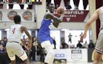 Hillcrest Prep's Makur Maker #20 in action against Sunrise Christian Academy during a high school basketball game at the Hoophall Classic, Sunday, Jan