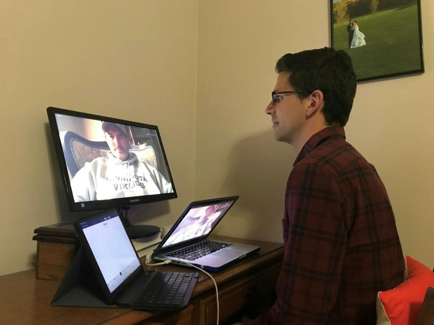 Vikings beat writer Ben Goessling on a video conference call with coach Mike Zimmer earlier this month.