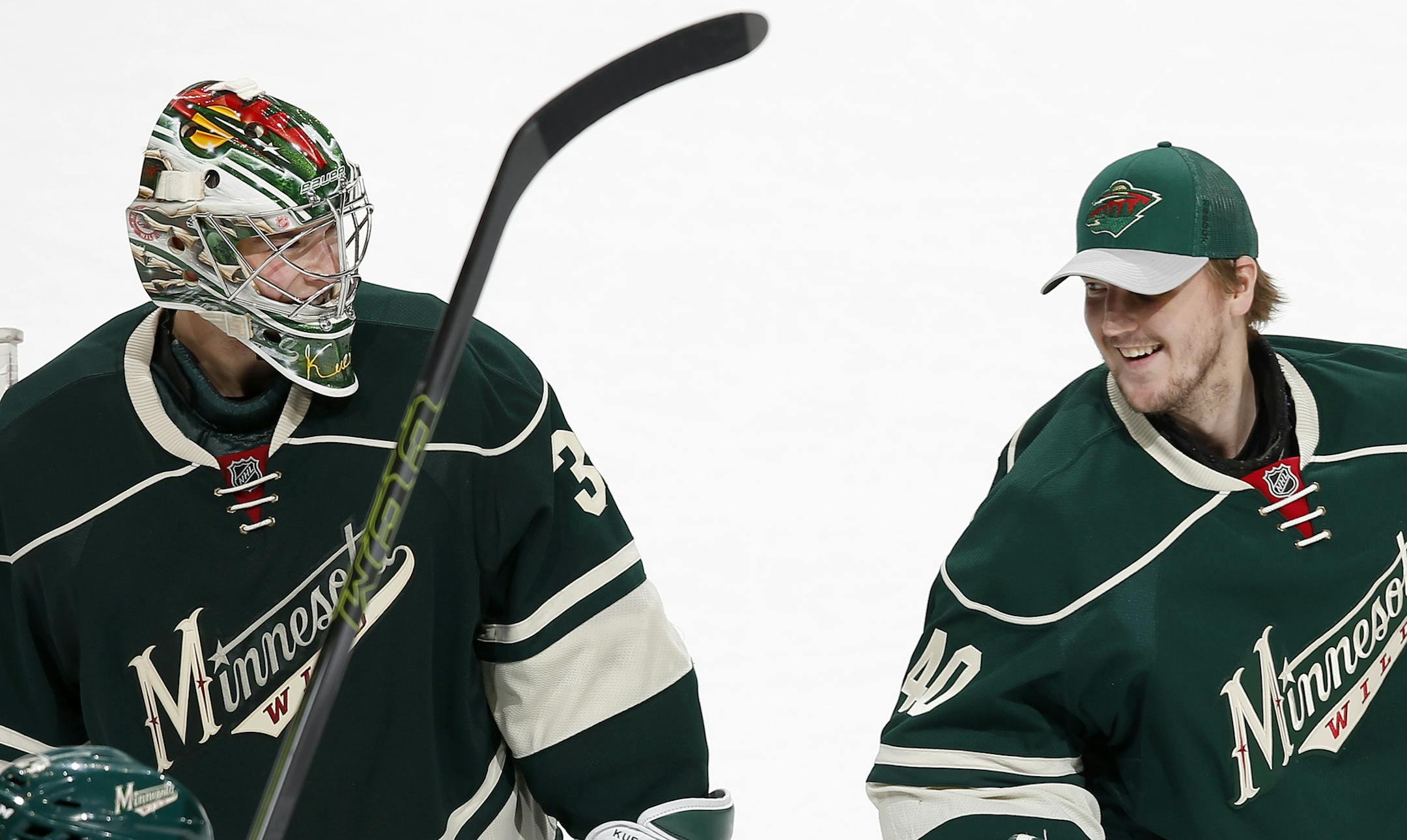 Minnesota Wild goalies Darcy Kuemper (35) and Devan Dubnyk (40). ] CARLOS GONZALEZ ï cgonzalez@startribune.com - December 22, 2015, St. Paul, MN, Xcel Energy Center, NHL, Minnesota Wild vs. Montreal Canadiens