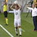 Minnesota United coach Adrian Heath gave his players direction in the first half of last week's game against Sporting Kansas City as defender Chase Ga