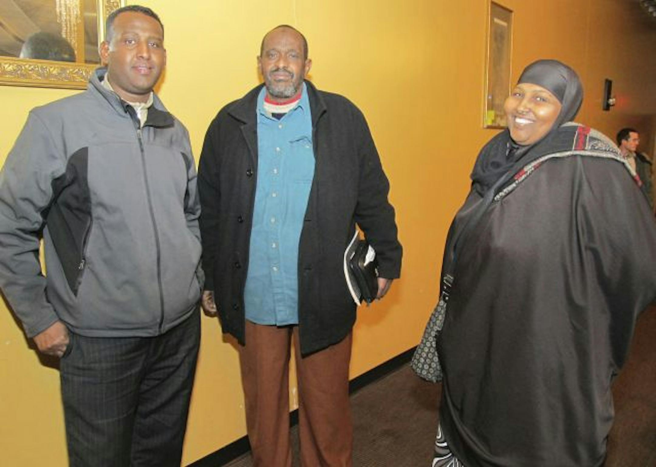 Sara Glassman, sglassman@startribune.comThe Somali Union and Internally Displaced Somali Advisory Council sponsored a celebration of the humanitarian work of Hawa Abdi, MD. The Somali gynecologist and her two daughters, also doctors, have a hospital in Somalia that serves 300 patients a day. Abdirizak Nur, Mohamed Magan and Abia Ali