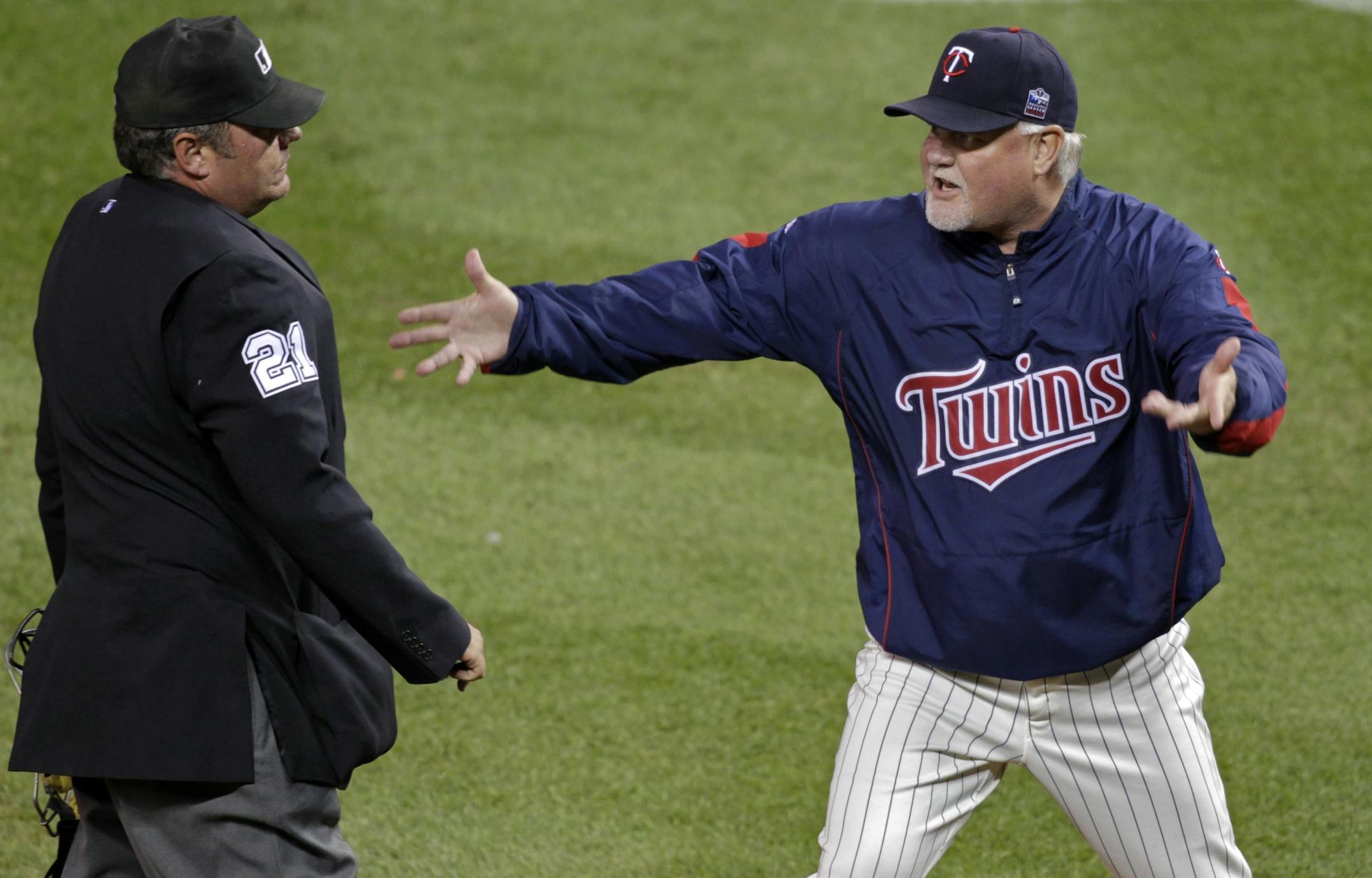 Ron Gardenhire was ejected from Game 2 of the 2010 Americal league Divisional Series during this argument with umpire Hunter Wendelstedt.