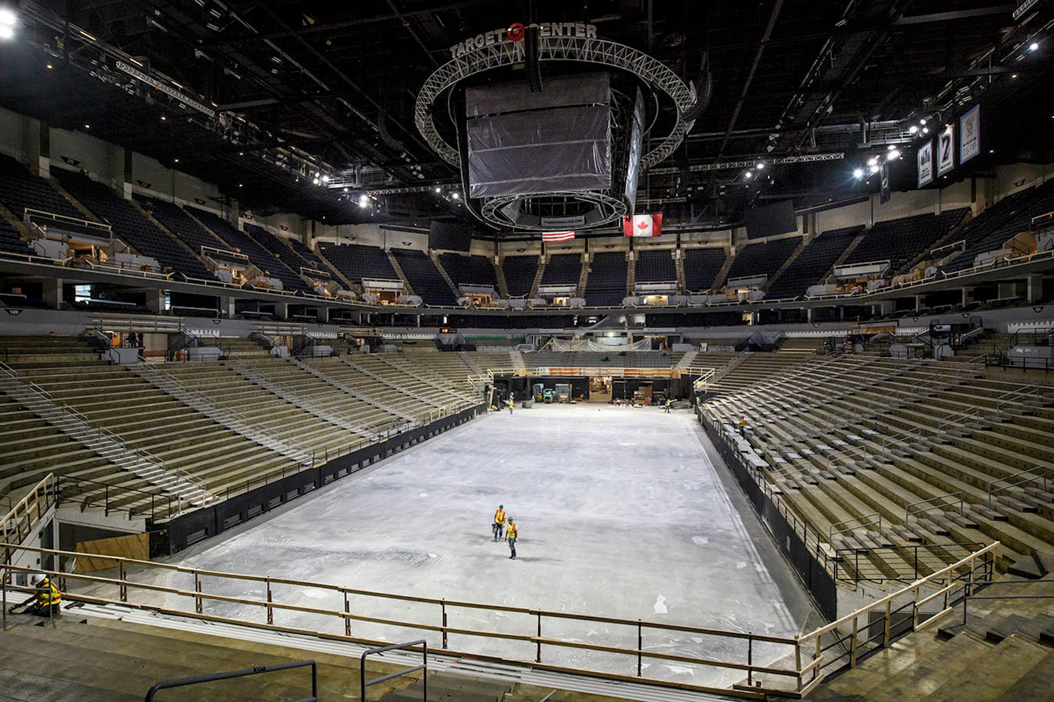 Target Center interior with new scoreboard and improved seating.