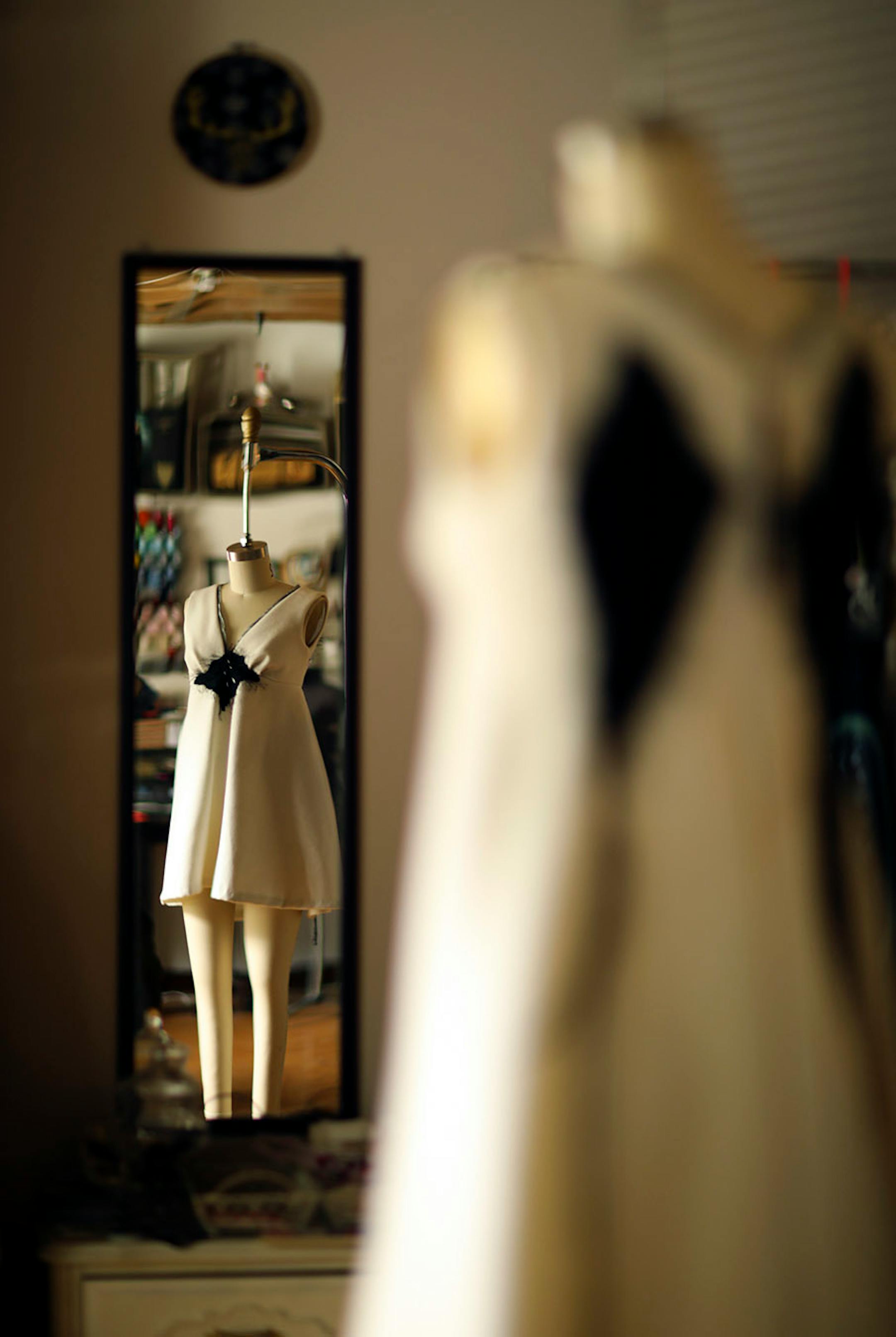 A dress by Minneapolis designer Samantha Rei on display in her Minneapolis studio.