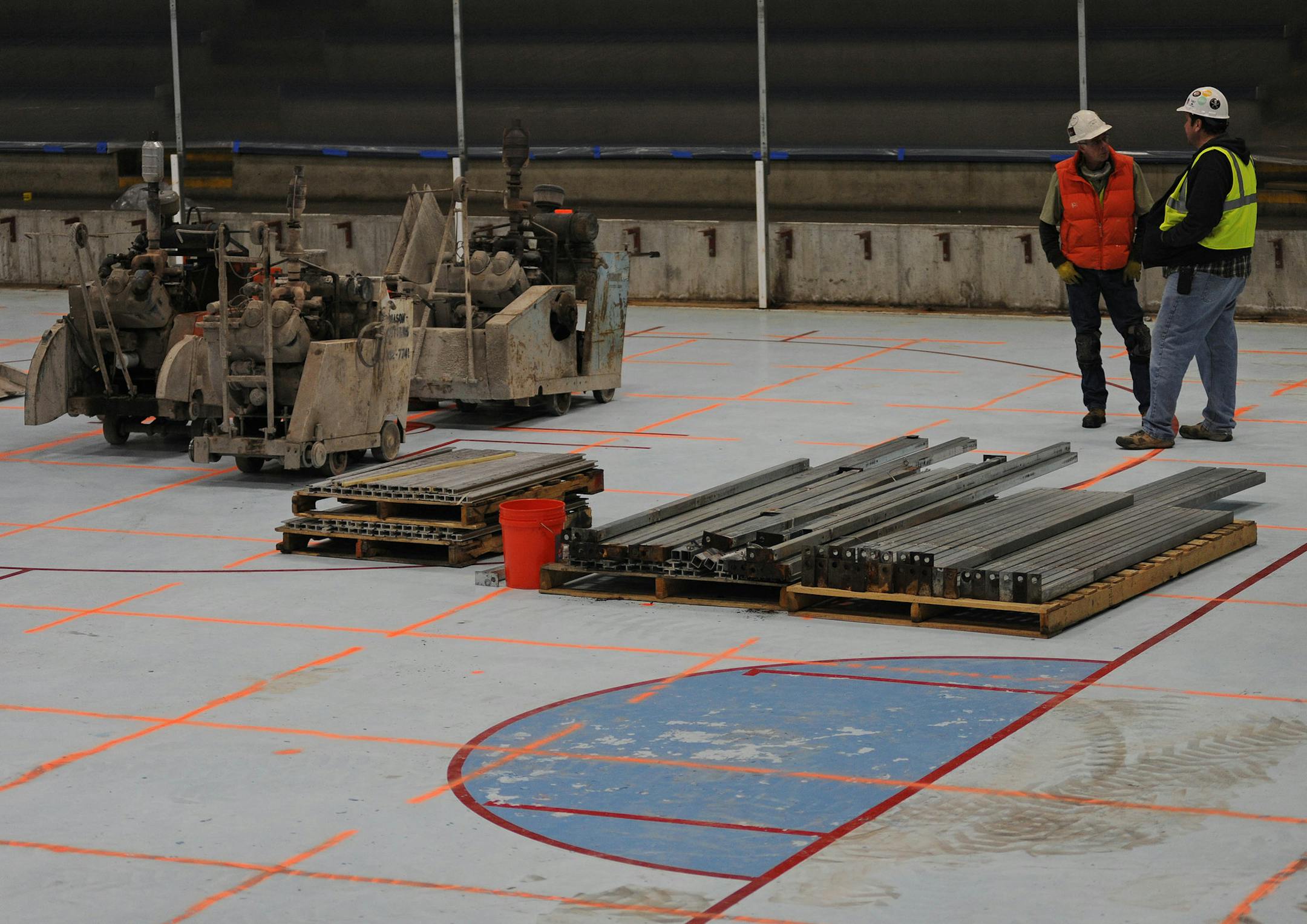 The Parade Ice Garden in Minneapolis is set to undergo a nearly $9 million renovation. It's largely needed because of an outdated and obsolete refrigeration system. Although most are concerned about the cost, it's generally agreed that it's a necessary measure to maintain skating activities in Minneapolis. Work has already started on one of the rinks.] Richard.Sennott@startribune.com Richard Sennott/Star Tribune. , Minneapolis, Minn. Friday 4/12/13) ** (cq)
