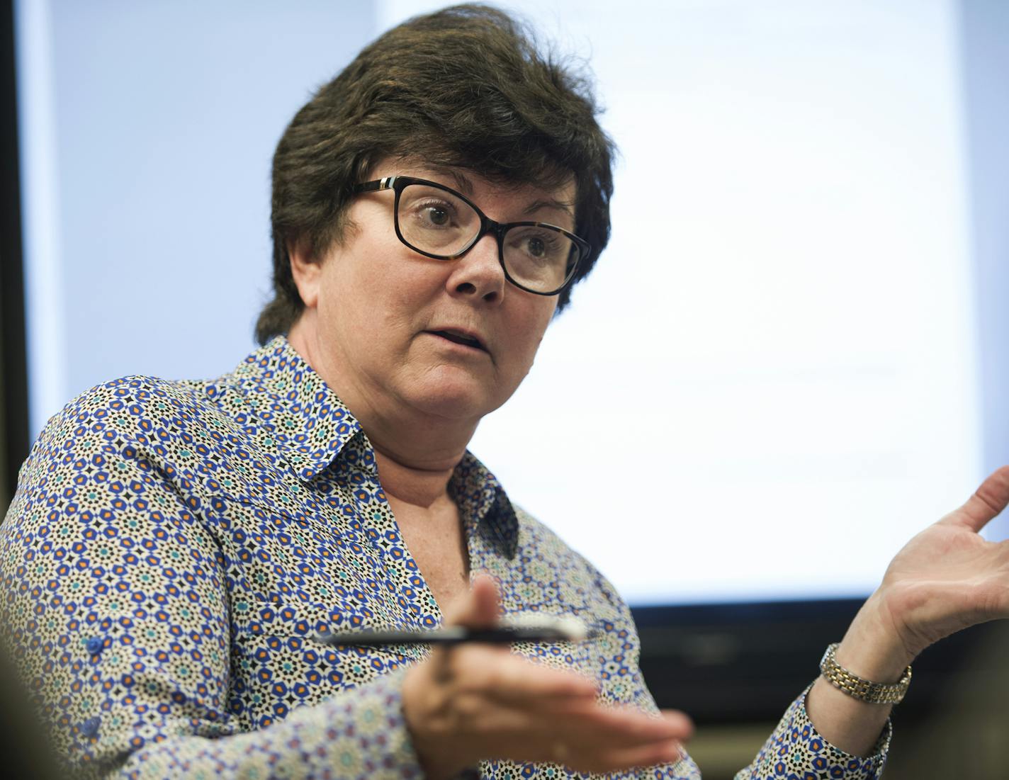 New Brighton Mayor Val Johnson adds to discussion during a work session held at New Brighton City Hall on Tuesday. ] Isaac Hale &#xef; isaac.hale@startribune.com The New Brighton City Council held a work session at New Brighton City Hall on Tuesday, June 7, 2016, to discuss their strategic plan and admin work plan review.