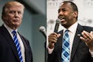 Donald Trump, left, and Ben Carson are ruling social media in the GOP presidential race.