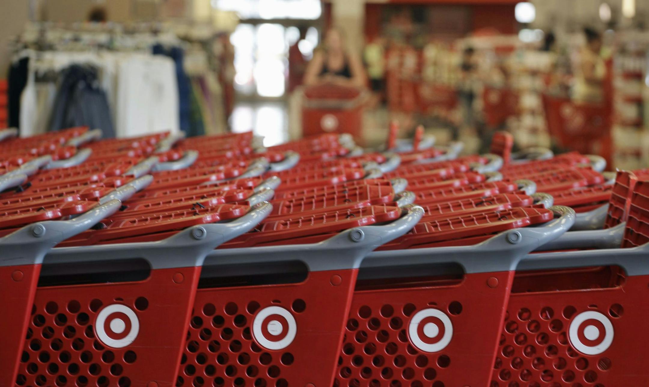 Rows of carts await customers at a Target store.