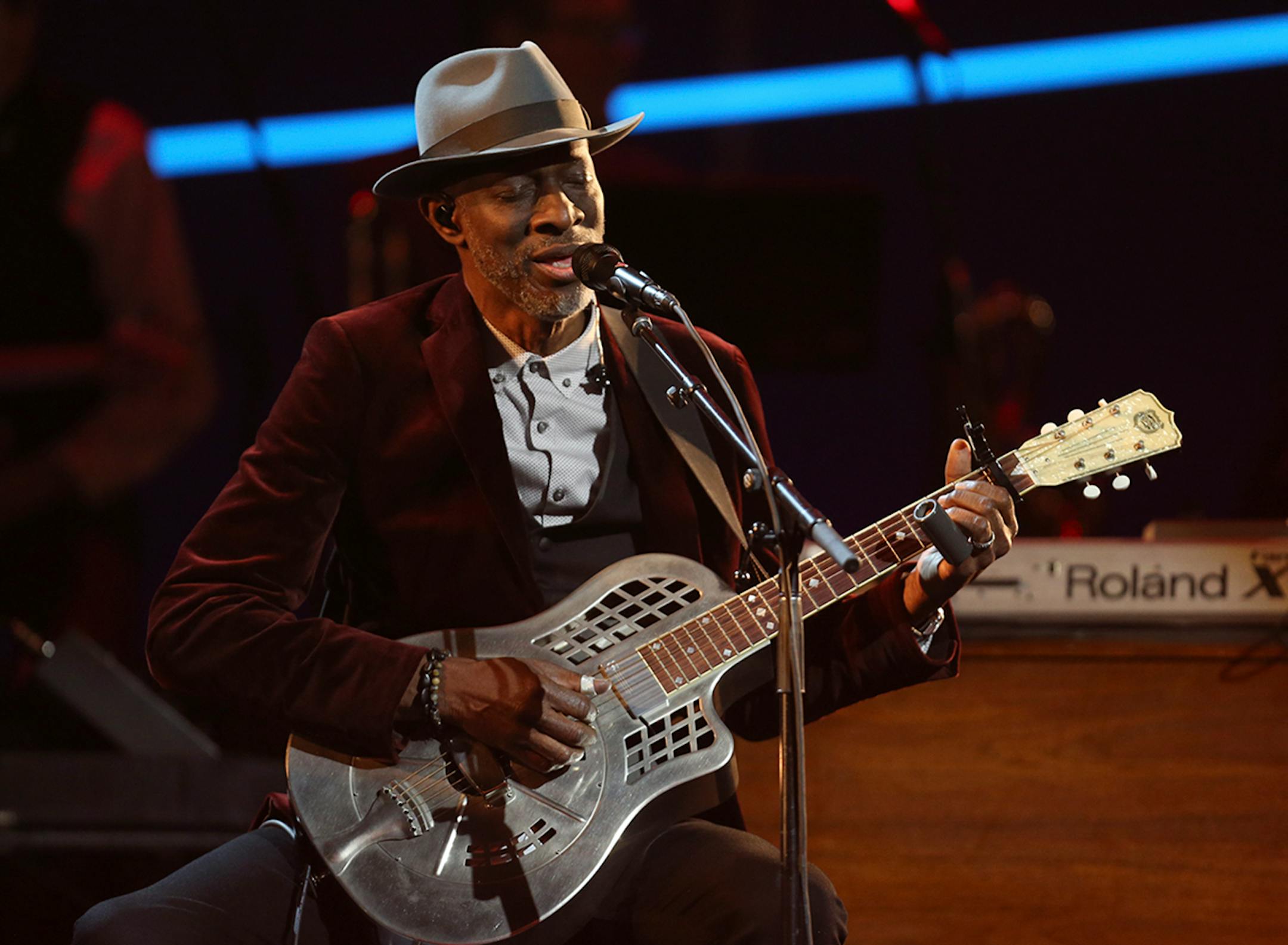 Keb' Mo' performs at the 60th annual Grammy Awards at Madison Square Garden on Sunday, Jan. 28, 2018, in New York.