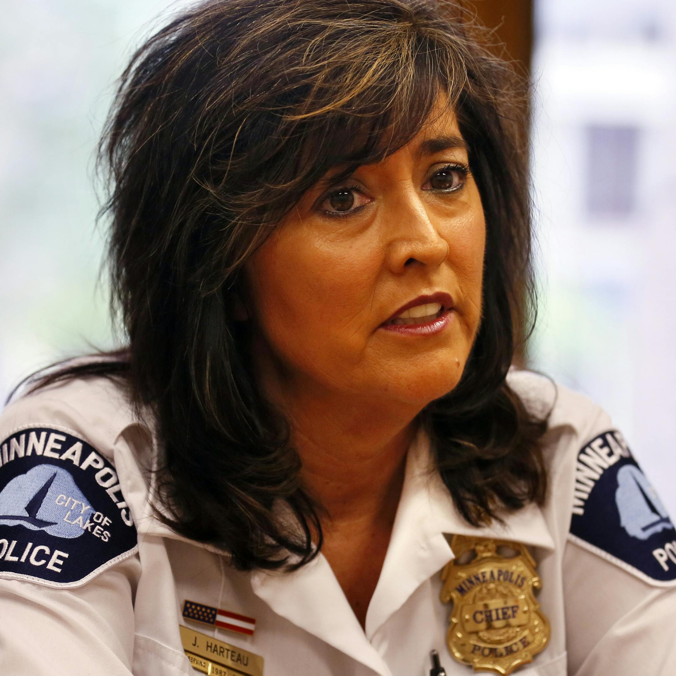 Minneapolis police chief Jane&#x221a;&#xa9; Harteau answers questions about recent incidents with Mpls police behaving badly. ] BRIAN PETERSON &#x201a;&#xc4;&#xa2; brianp@startribune.com Minneapolis, MN - 08/05//2013