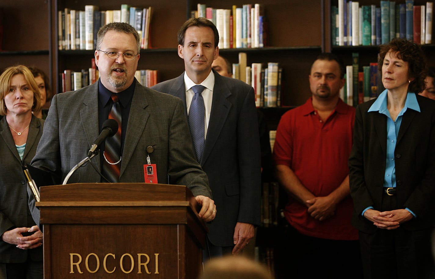 File photo by DAVID JOLES &#xef; djoles@startribune.com Cold Spring, MN In April 2009 Superintendent Scott Staska spoke at a news conference joined Gov. Tim Pawlenty, center, and Minnesota Health Department commissioner Sanne Magnan, right, after a suspected case of the H1N1 influenza ("swine flu") was detected at Rocori Middle School.