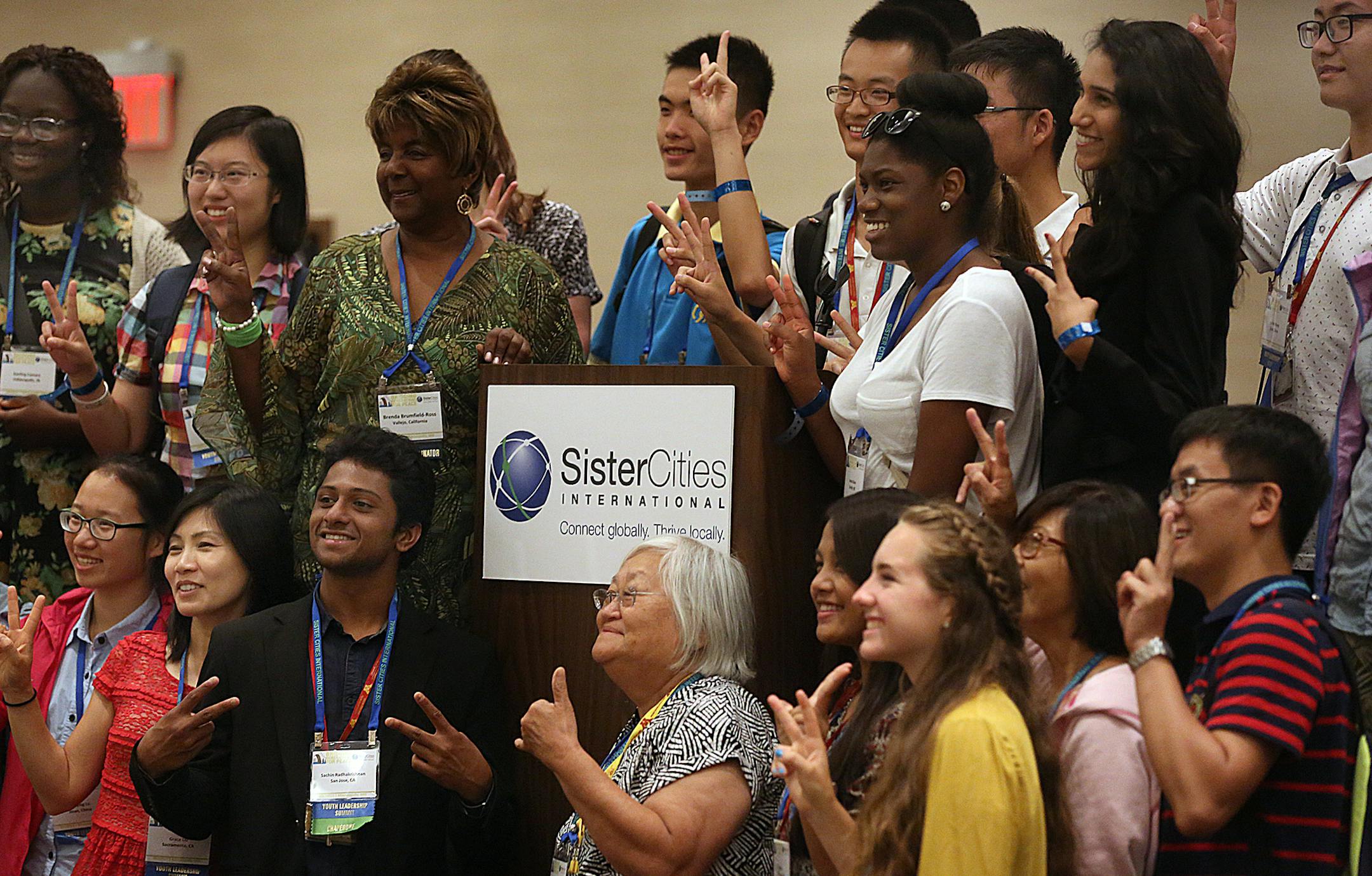 A group of delegates posed for photographs at the Sister Cities International 59th Annual Conference in Minneapolis. ] JIM GEHRZ ï james.gehrz@startribune.com / Minneapolis, MN / July 17, 2015 / 11:00 AM ñ BACKGROUND INFORMATION: Minneapolis is hosting the Sister Cities International Conference this weekend, which will bring in delegates from all over the world. Many of them are spending Thursday exploring the city on formal tours. We'll catch up with a few and get their thoughts on Mi