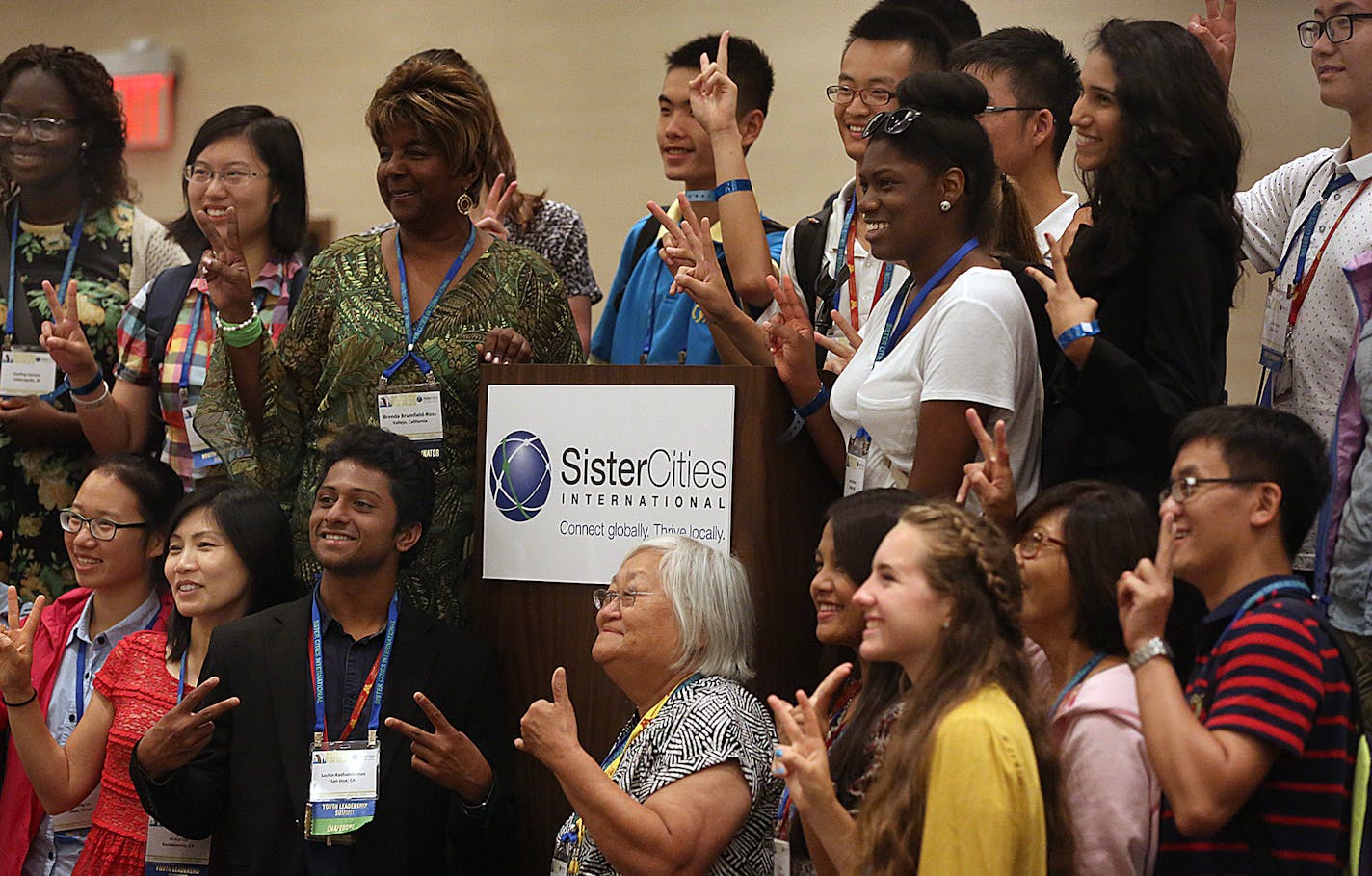 A group of delegates posed for photographs at the Sister Cities International 59th Annual Conference in Minneapolis. ] JIM GEHRZ &#xef; james.gehrz@startribune.com / Minneapolis, MN / July 17, 2015 / 11:00 AM &#xf1; BACKGROUND INFORMATION: Minneapolis is hosting the Sister Cities International Conference this weekend, which will bring in delegates from all over the world. Many of them are spending Thursday exploring the city on formal tours. We'll catch up with a few and get their thoughts on Mi