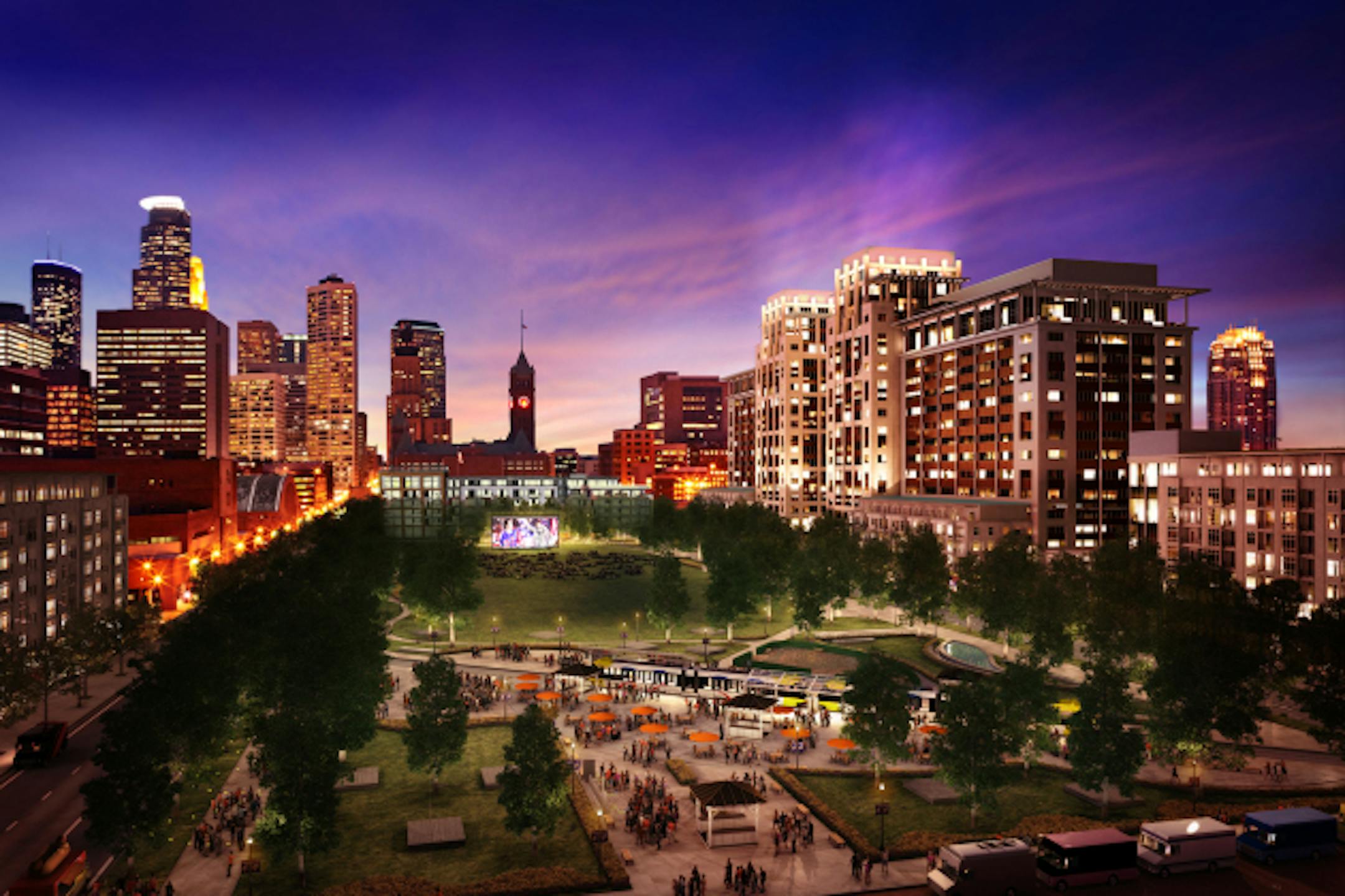 Downtown East, night rendering source: Ryan Companies