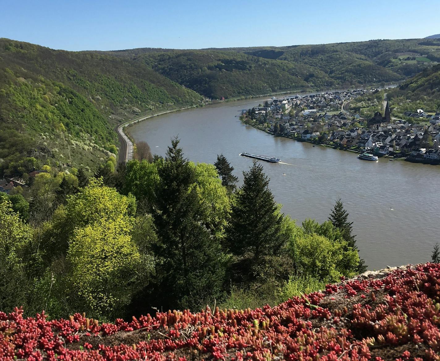 The view from the Marksburg Castle near Braubach, Germany, is one of the only castles along the Rhine to remain largely intact, largely because of its formidable system of defenses, including cannons.&#xa0;