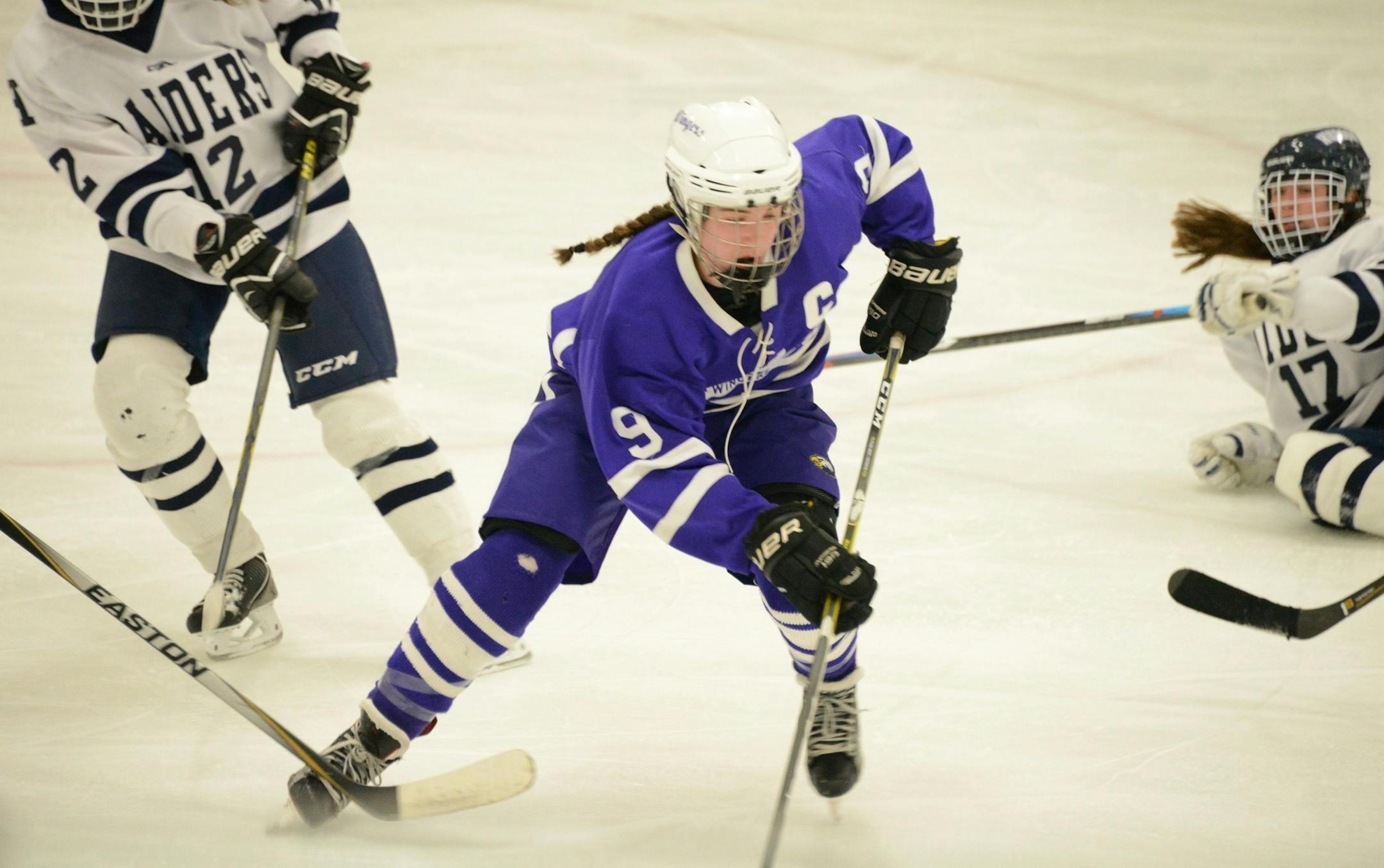 Red wing junior forward Taylor Heise stickhandled through traffic.