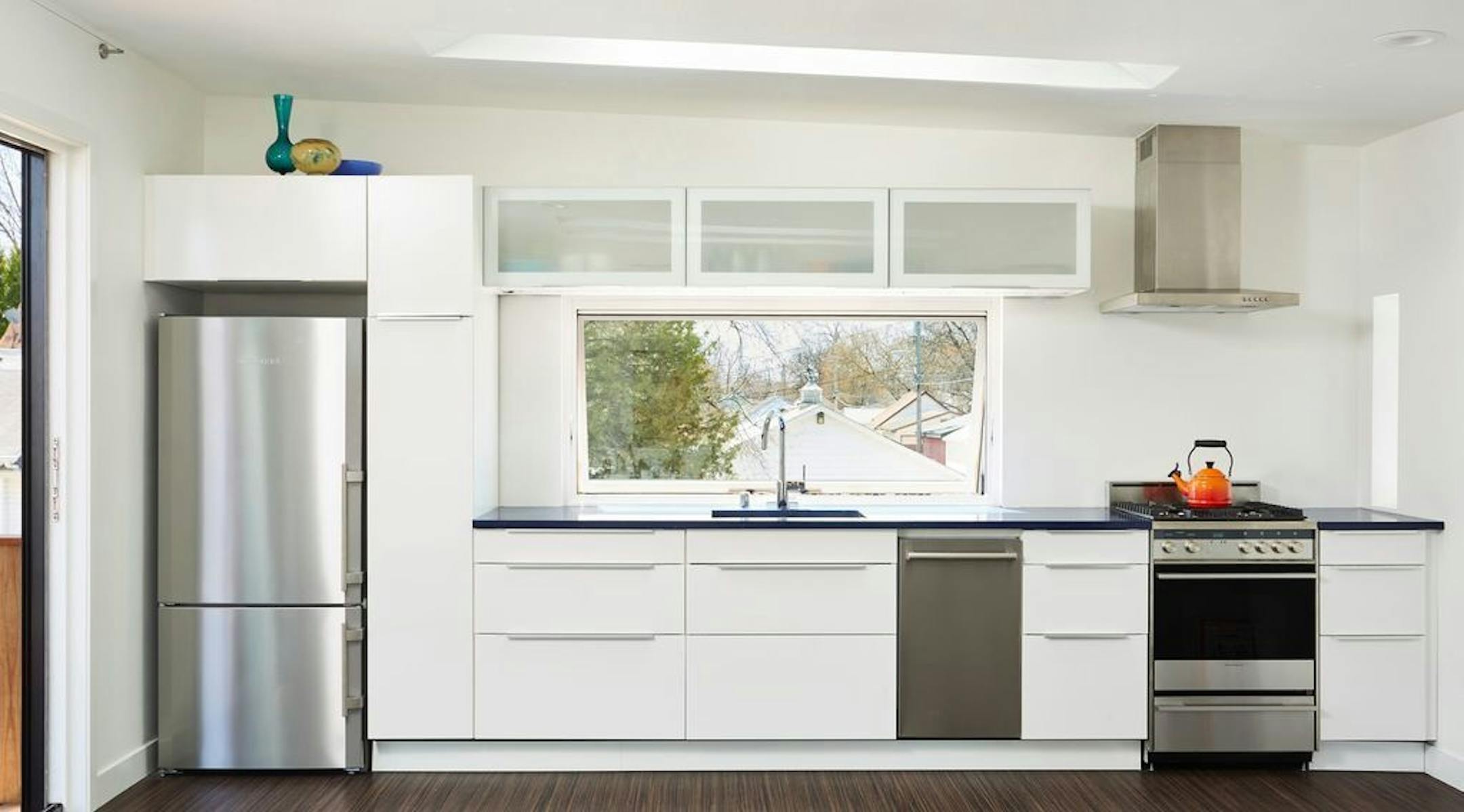 The kitchen fills one end of the main living area.