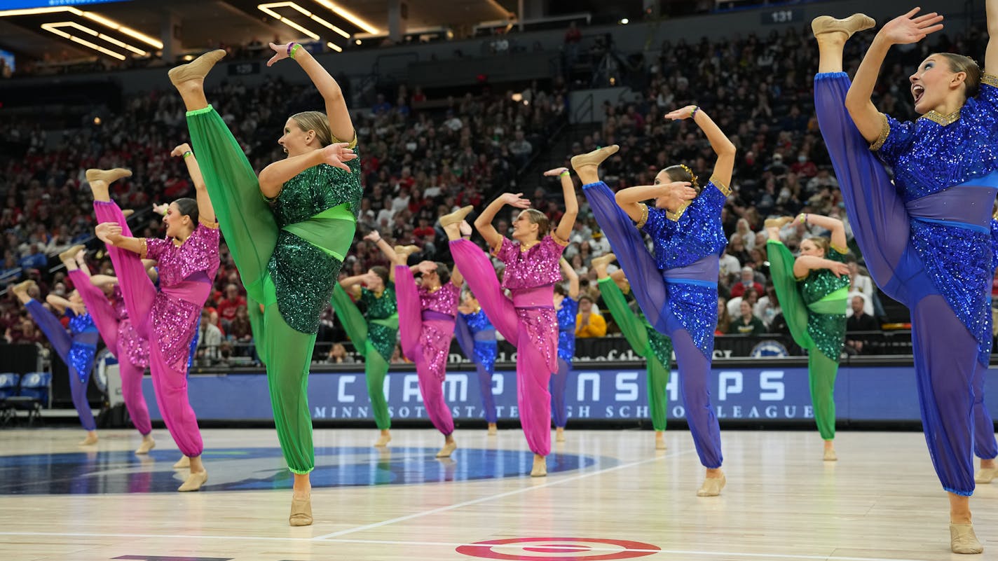 Eastview performs at the Class 3A MSHSL State High Kick Dance Tournament on Feb. 19, 2022 at the Target Center. [ Special to Star Tribune, photo by Matt Blewett, Matte B Photography, matt@mattebphoto.com, Feb. 19, 2022, MSHSL Dance Tournament, prep dance championships, Target Center, Minnesota, PREP022022.dance