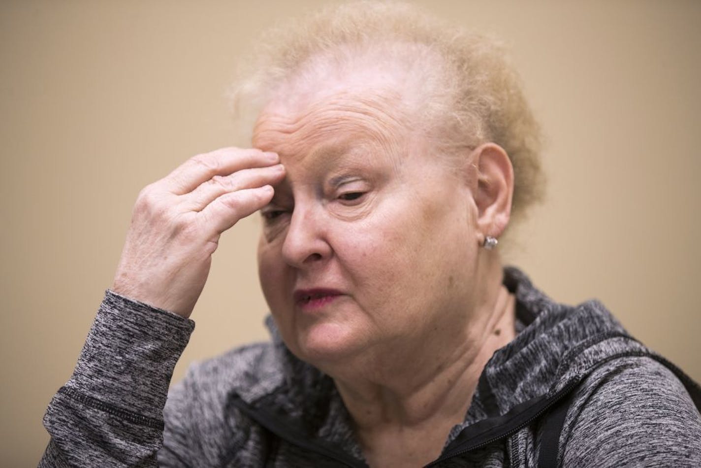 Sandra Schwegman speaks during an interview at her lawyer's office.