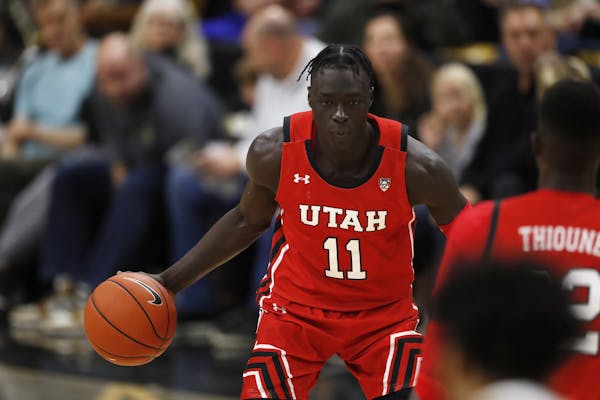 Utah guard Both Gach (11) in the first half of an NCAA college basketball game Sunday, Jan. 12, 2020, in Boulder, Colo. (AP Photo/David Zalubowski) OR