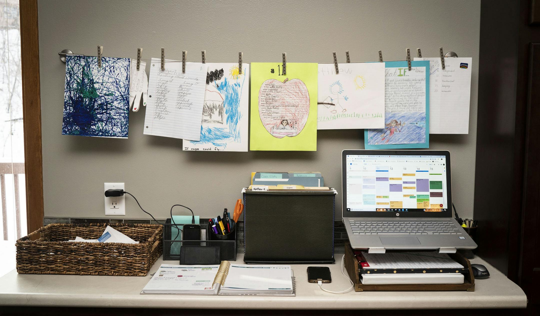 The "command center" in Sarah Cronin's home is a station designed for processing paperwork and schedules for her busy household.