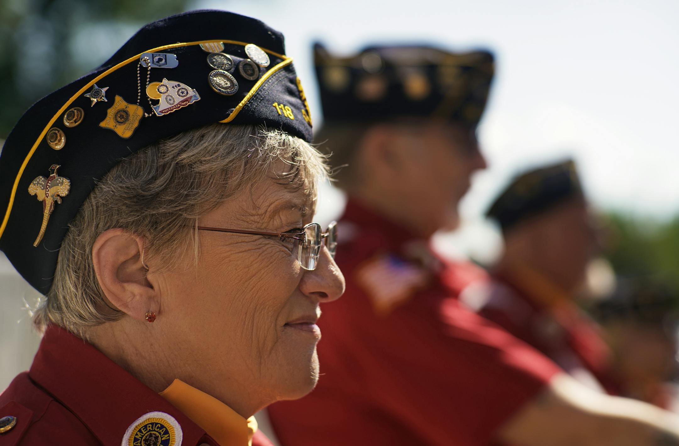 Gloria Burt, of the American Legion Post 118 of Wayzata, was part of the opening ceremonies. The 100 unit Richard A. Brustad Homes opens to veterans in to help end homelessness among military Veterans in the state. ]Richard.tsong-taatarii@startribune.com