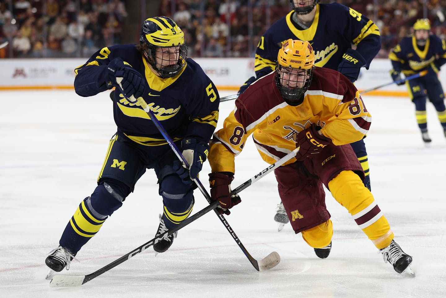 Gophers Men's Hockey Edged 6-5 By Michigan After Rallying To Force Overtime