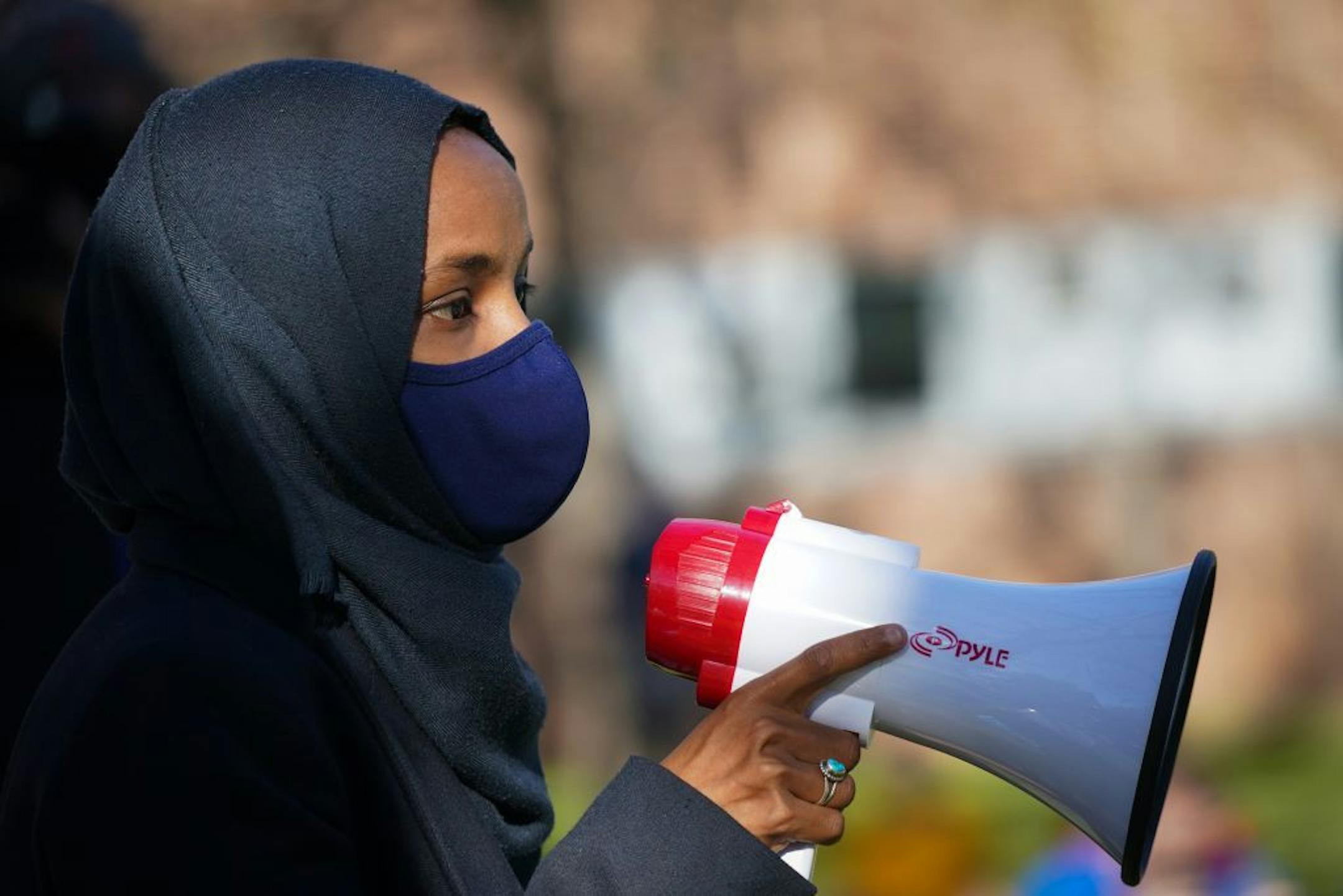 U.S. Senator Tina Smith and U.S. Congresswoman Ilhan Omar together prompted students on the University of Minnesota campus in Minneapolis to encourage at least three friends to vote.