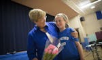 Kay Hawley embraces Meghan O'Reilly and gives her words of encouragement after Tuesday night's concert. ] (Aaron Lavinsky | StarTribune) aaron.lavinsk