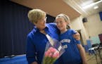 Kay Hawley embraces Meghan O'Reilly and gives her words of encouragement after Tuesday night's concert. ] (Aaron Lavinsky | StarTribune) aaron.lavinsk
