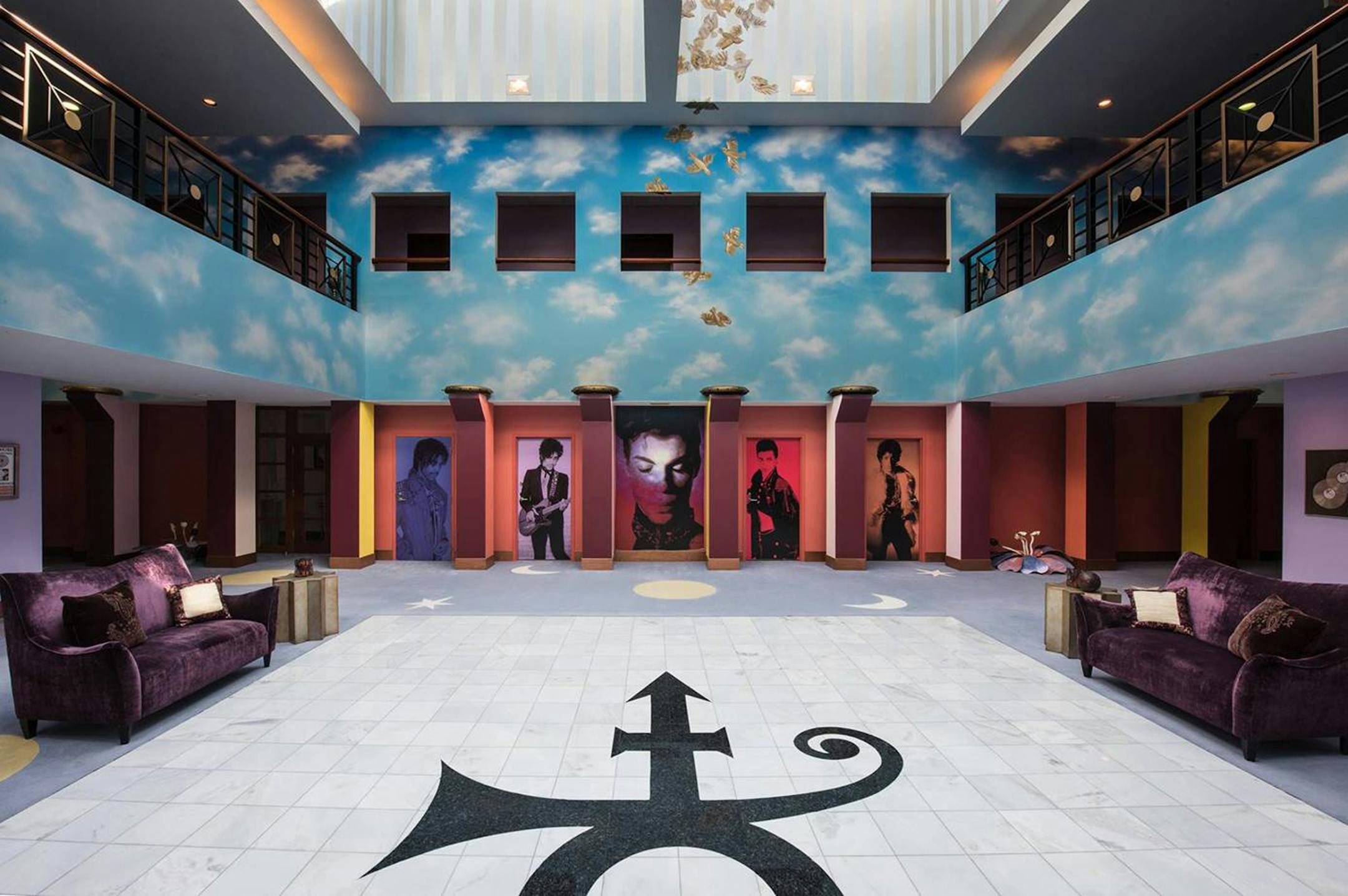 This undated photo provided by Paisley Park/NPG Records shows the atrium of Prince's Paisley Park in Chanhassen, Minn. Prince's handwritten notes are still sitting out inside the control room of Studio A where he recorded some of his greatest hits. It's filled with keyboards and guitars. Those are some of the highlights visitors will see when Prince's home and work space, Paisley Park, opens for its first public tours Thursday, Oct. 6, 2016. (Paisley Park/NPG Records via AP) ORG XMIT: MIN2016100
