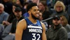 Minnesota Timberwolves' Karl-Anthony Towns plays against the San Antonio Spurs in an NBA basketball game Friday, Jan. 18, 2019, in Minneapolis. (AP Ph