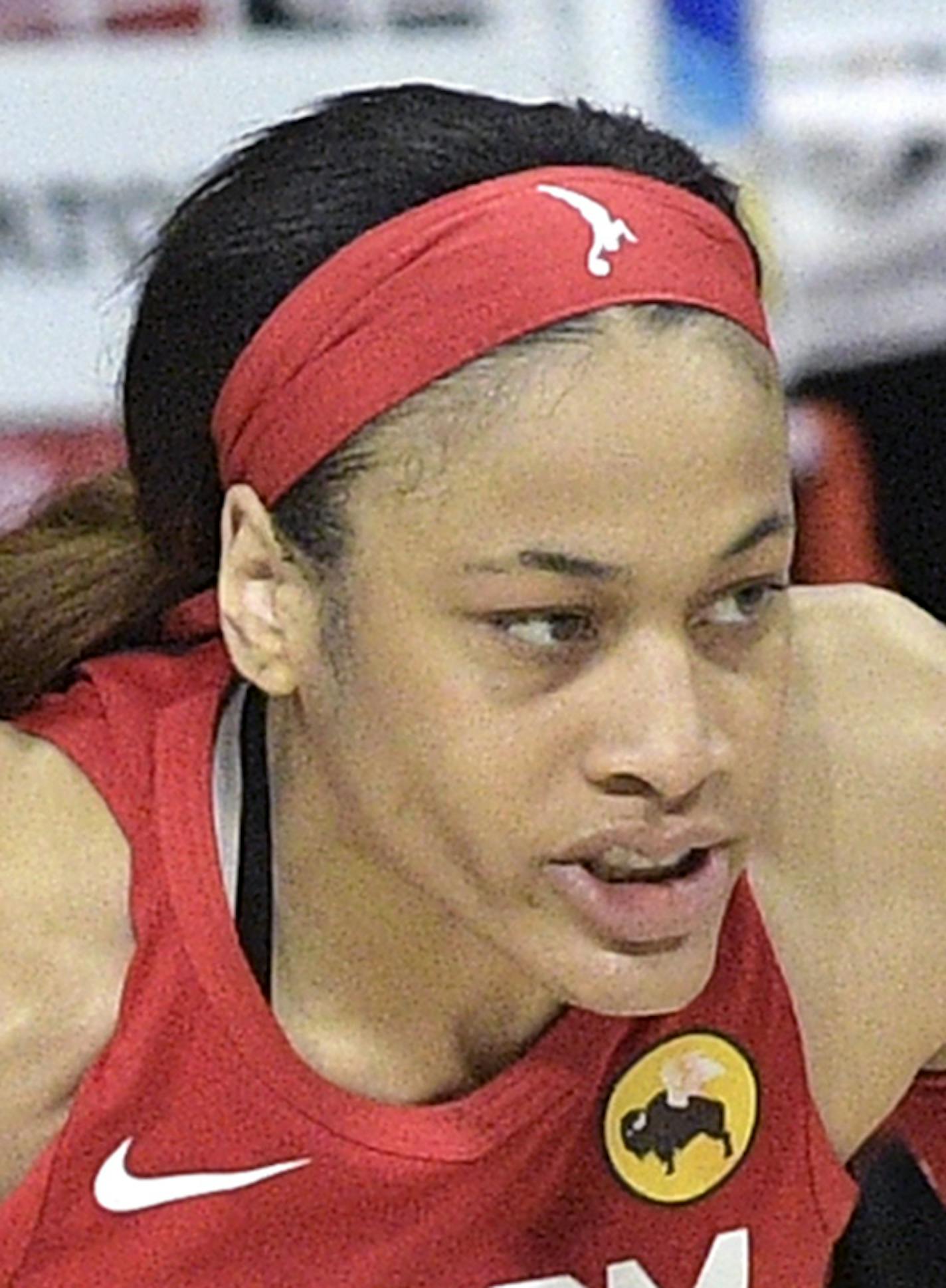 Atlanta Dream guard Chennedy Carter (3) heads upcourt after stealing the ball from Dallas Wings forward Satou Sabally (0) during the first half of a WNBA basketball game Sunday, July 26, 2020, in Bradenton, Fla. (AP Photo/Phelan M. Ebenhack)