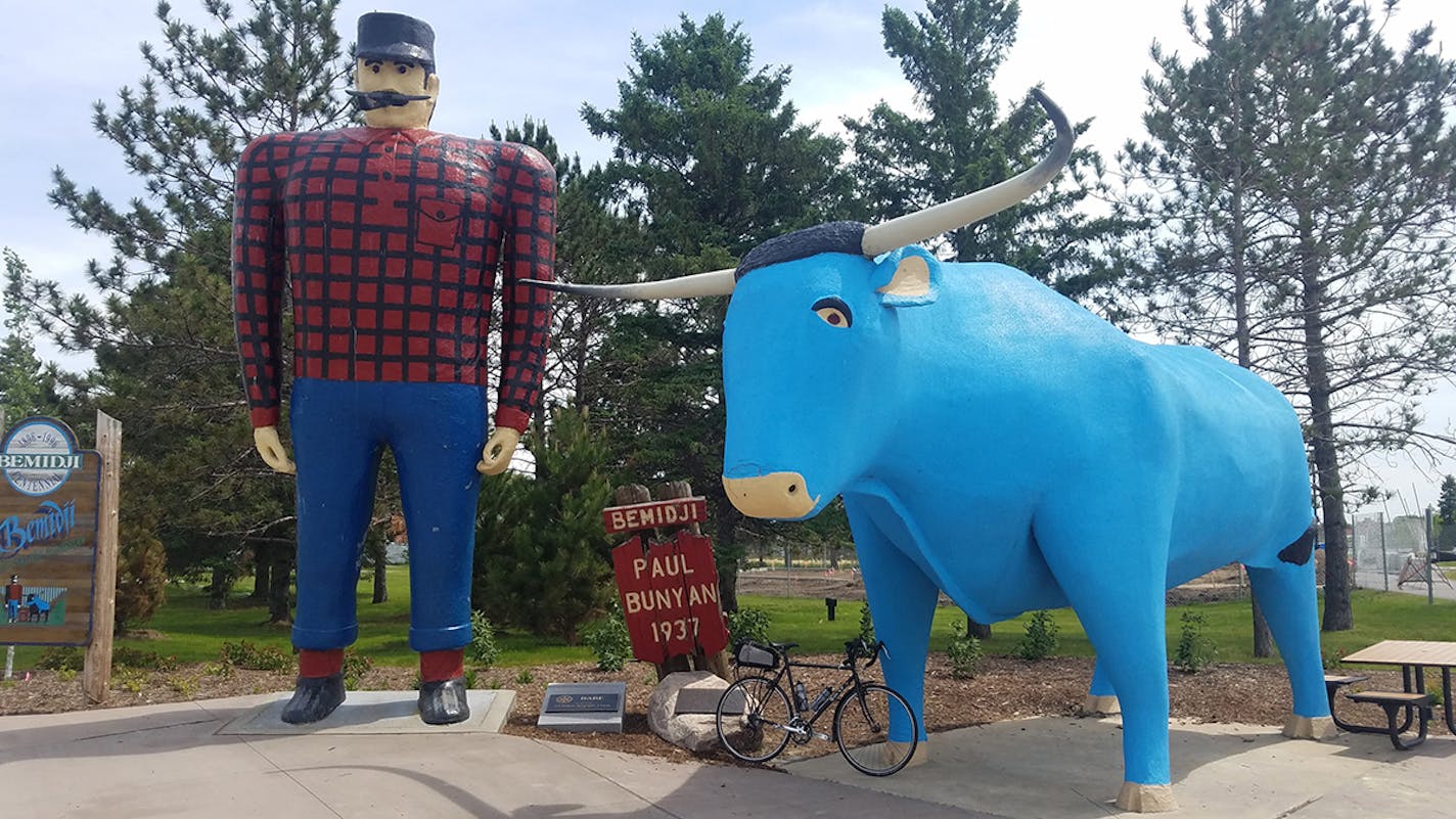 Paul Bunyan and Babe statues in Bemidji. Photo by Simon Peter Groebner