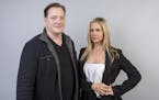 Brendan Fraser, left, and Mira Sorvino cast members in the AT&T Audience series "Condor" pose for a portrait during the 2018 Television Critics Associ