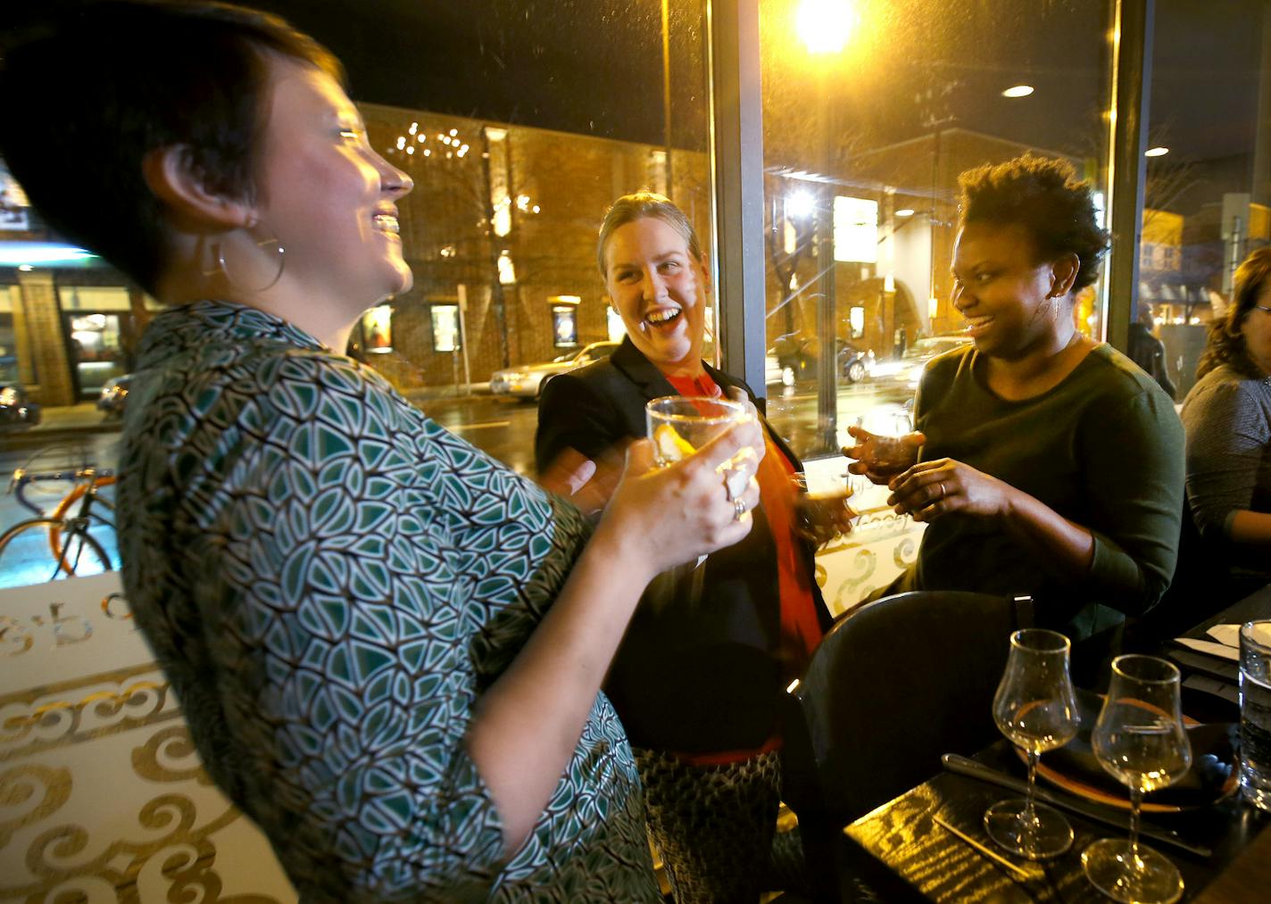 Hayley Matthews-Jones, Molly Clark and Nichole Macintosh all of Minneapolis joked during a recent meeting of Women Who Whiskey at Coup d&#x2019;&#xe9;tat in Minneapolis.