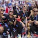Members of the World Cup-winning U.S. women&#x2019;s national soccer team at City Hall after their celebratory parade in New York, July 10, 2019. The 