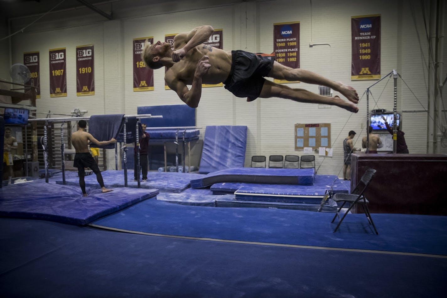 Former Gophers gymnast Jack Kramer worked out at Cooke Hall in 2017.