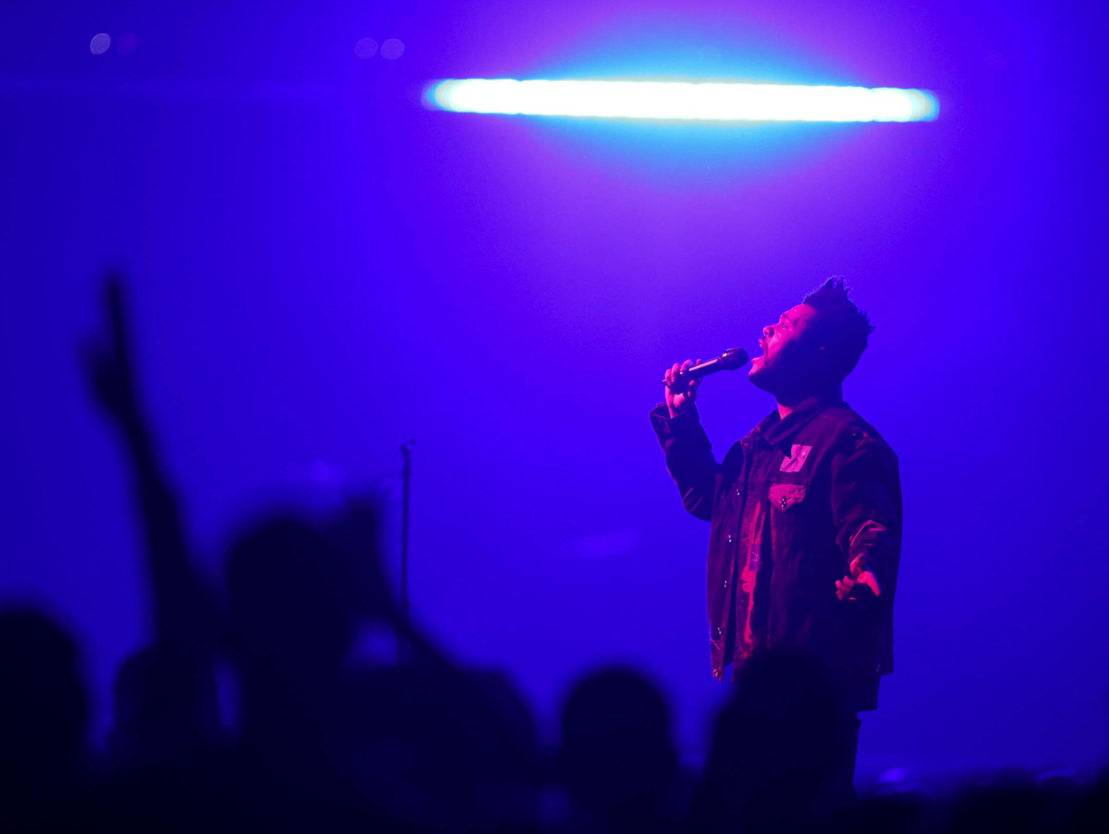 The Weeknd early in his set Sunday night.