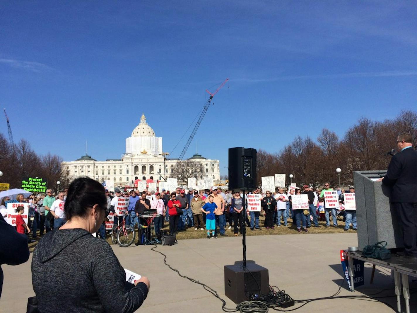 Retired Teamsters workers rally Saturday at the State Capitol in St. Paul.