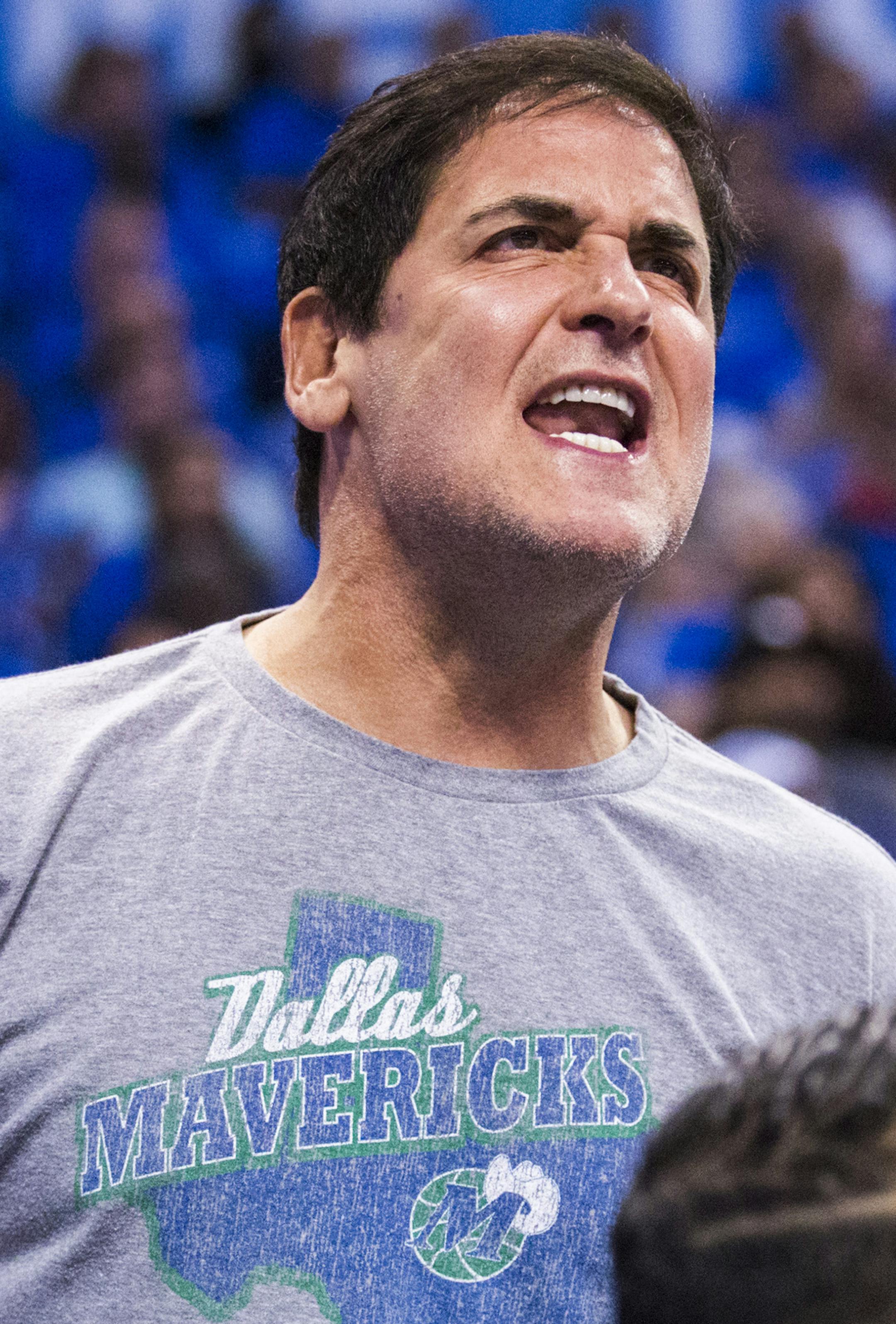 Dallas Mavericks owner Mark Cuban watches from behind the bench on April 25, 2016, at Chesapeake Energy Arena in Oklahoma City, Okla. (Ashley Landis/Dallas Morning News/TNS) ORG XMIT: 1204878