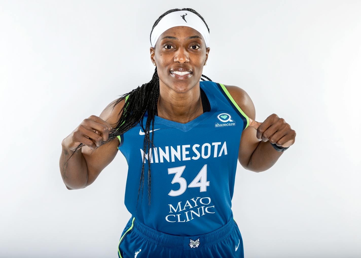 Sylvia Fowles (34) of Minnesota Lynx on media day Wednesday, April 20, at Target Center in Minneapolis, Minn. ] CARLOS GONZALEZ • carlos.gonzalez@startribune.com ORG XMIT: MIN2204211657050263