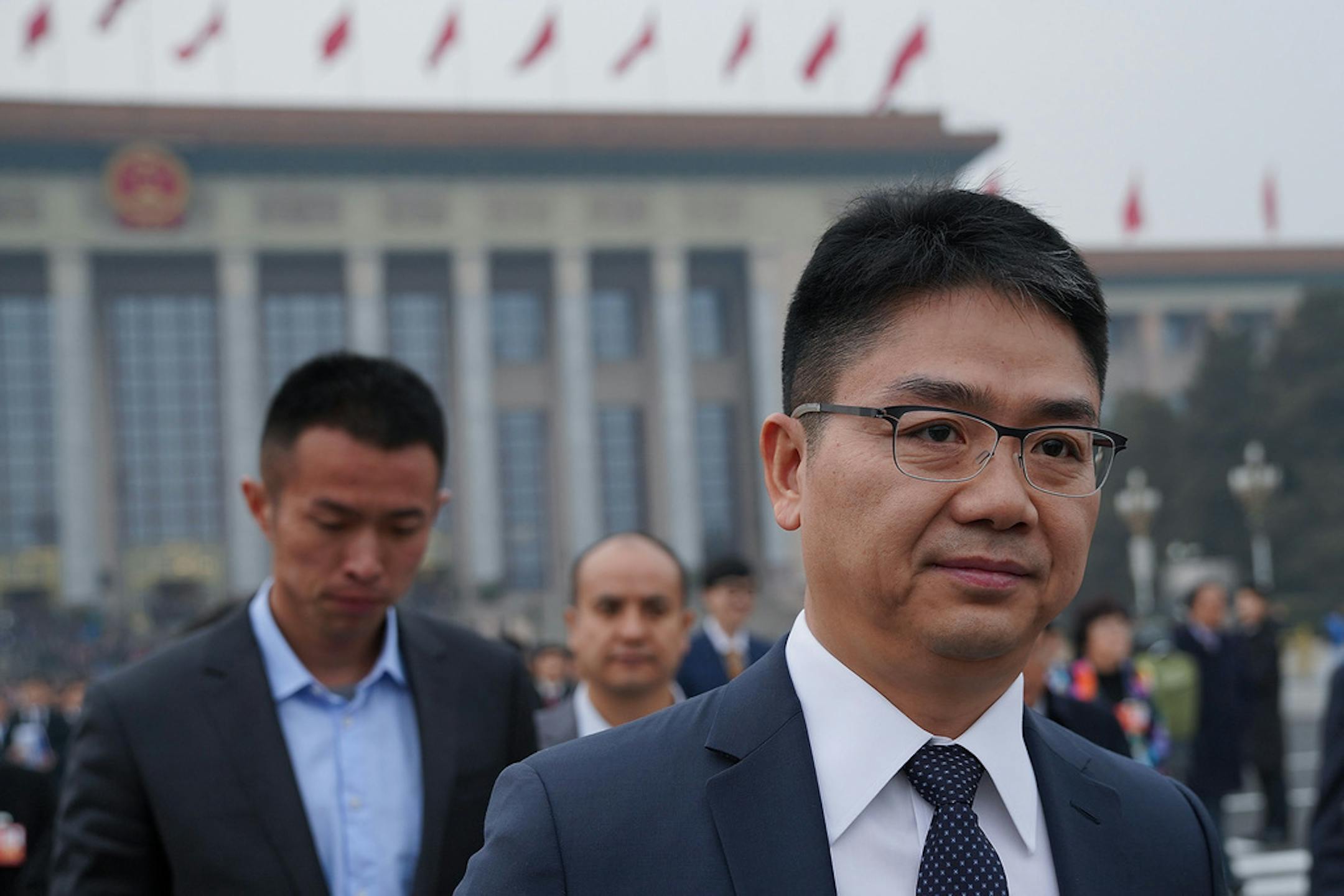 CEO of JD.com Richard Liu Qiangdong arrives at the Great Hall of the People to attend the opening ceremony of the Chinese People's Political Consultative Conference at The Great Hall of People on March 3, 2018, in Beijing.