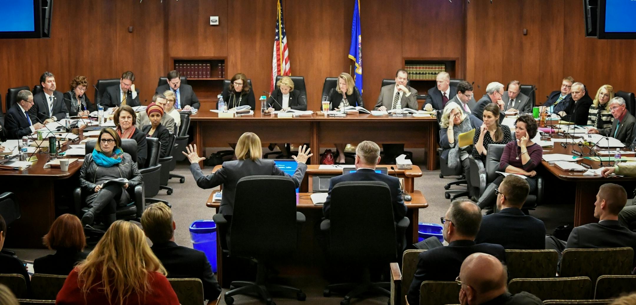 Ted Mondale and Michele Kelm-Helgen responded after Minnesota Legislative Auditor James Nobles delivered his report to the committee.
