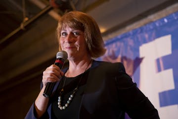 Rep. Erin Murphy held back tears as she spoke to supporters Lake Monster Brewing in St. Paul, Minn. after conceding to Rep. Tim Walz in the DFL primar