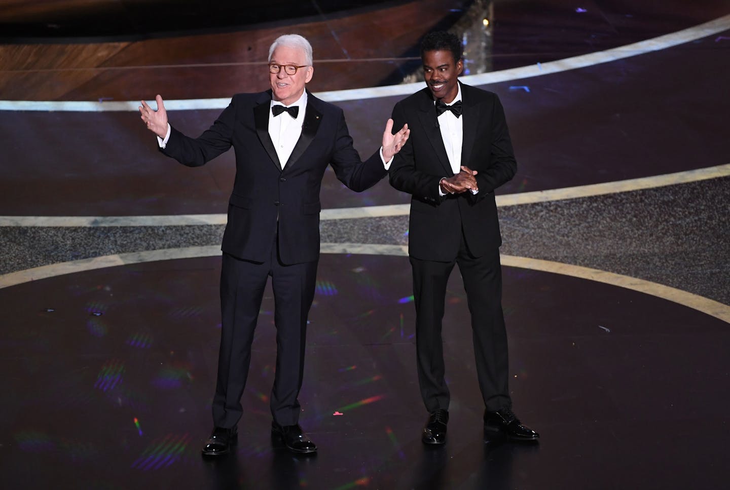 The most scathing jokes of the whole evening came from a couple of former emcees, Steve Martin and Chris Rock, who poked fun at Jeff Bezos' divorce and the running length of "The Irishman."